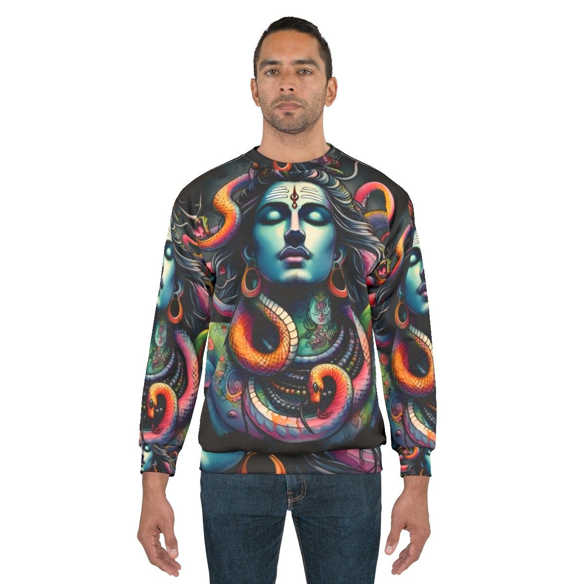 Lord Shiva with Snakes Sweatshirt - Hindu Deity Art - men