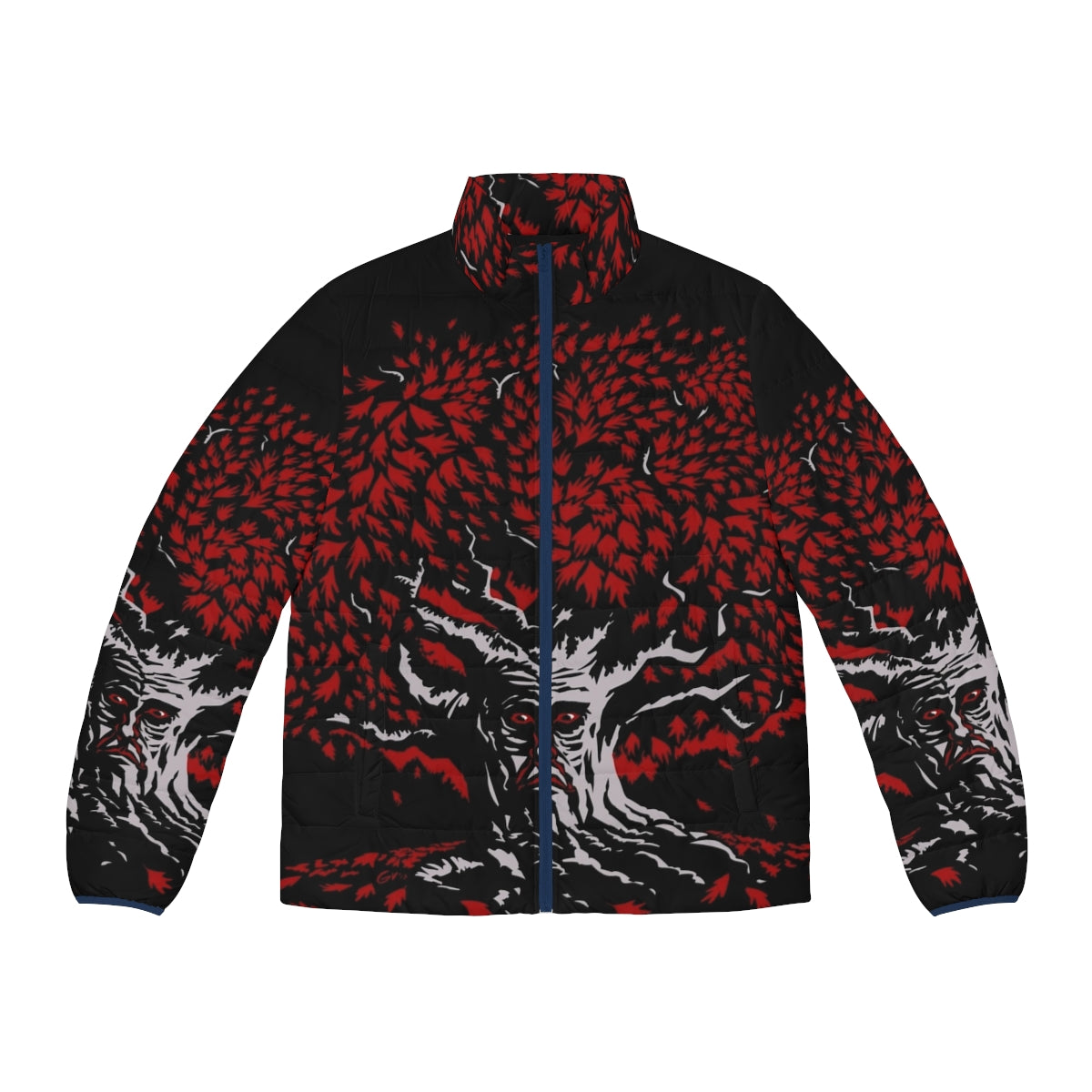 Winterfell Weirwood Puffer Jacket featuring the iconic weirwood tree from Game of Thrones