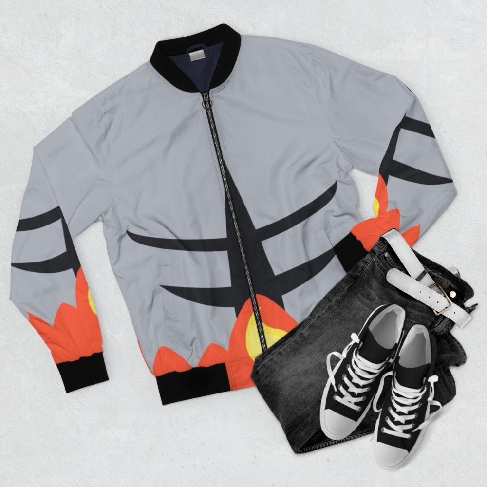 Pokemon Incineroar Fire Bomber Jacket - Flat lay