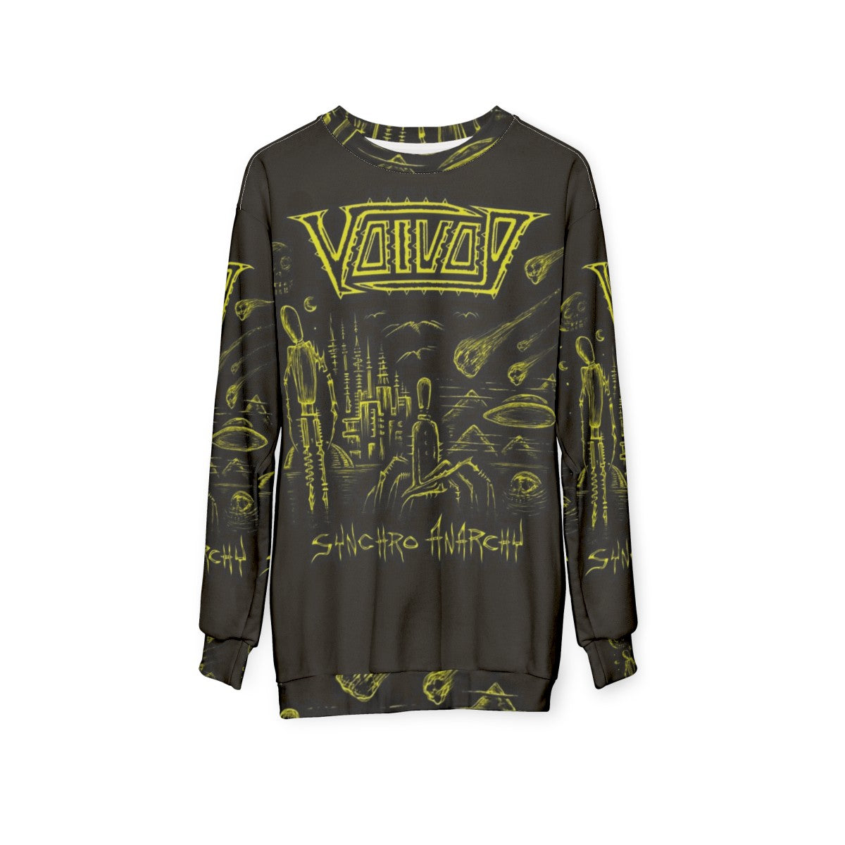 Synchro Anarchy Sweatshirt featuring Voivod music album and band - hanging