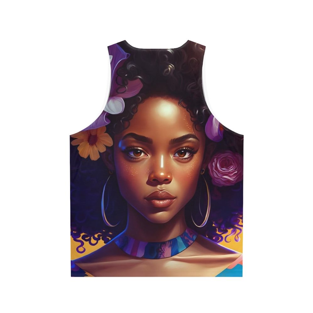 Unisex Afro Tank Top Celebrating Black Beauty and Culture - Back