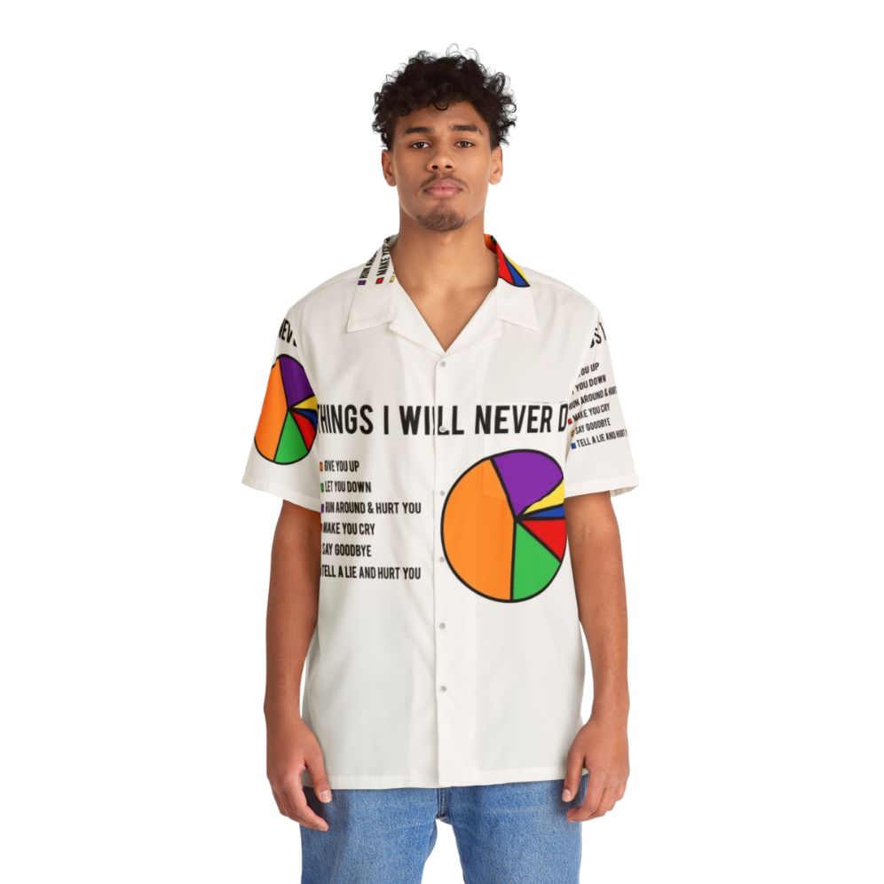 "Never Gonna Give You Up" Hawaiian Shirt with Rick Astley and Pie Chart - People Front