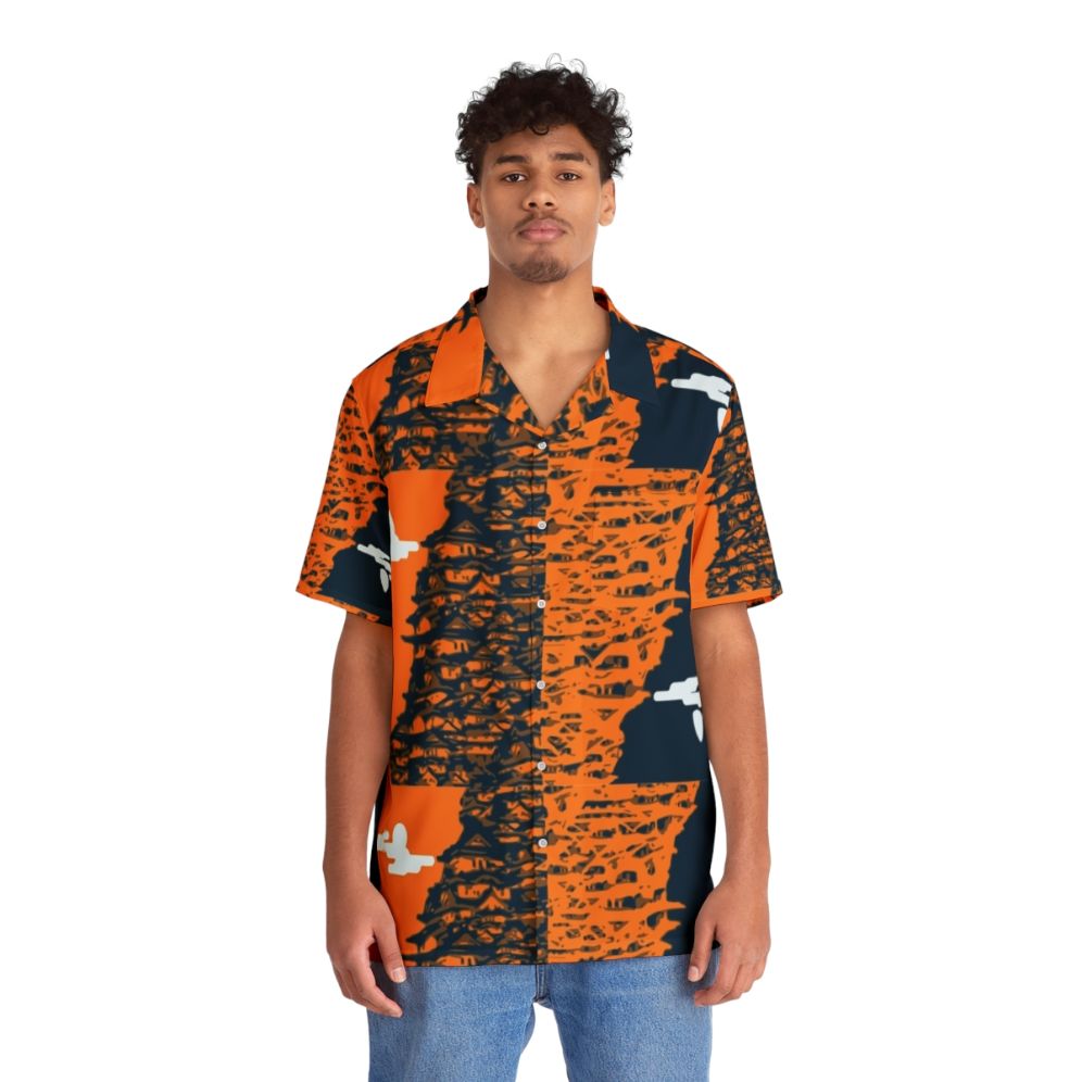 Vibrant houses pattern Hawaiian shirt with Japanese design - People Front