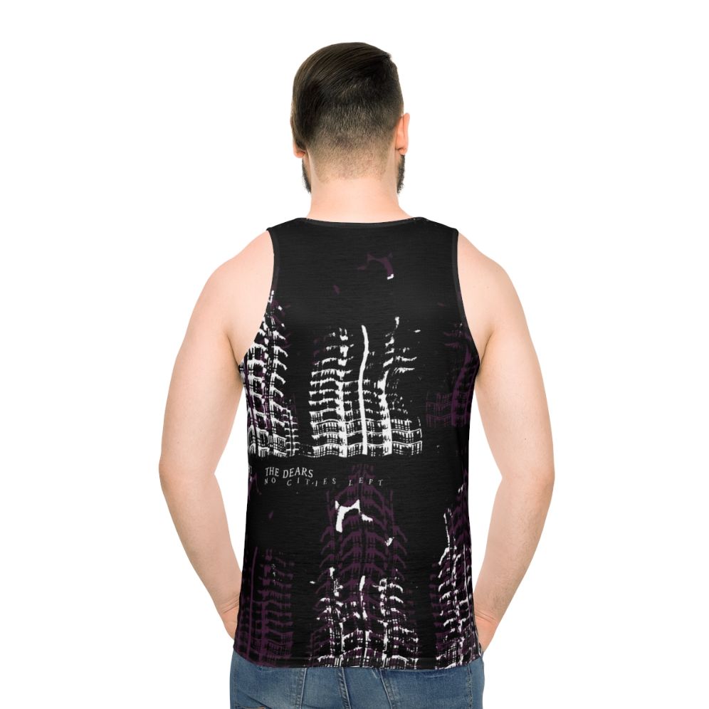 Vintage-style unisex tank top featuring a music band logo - men back