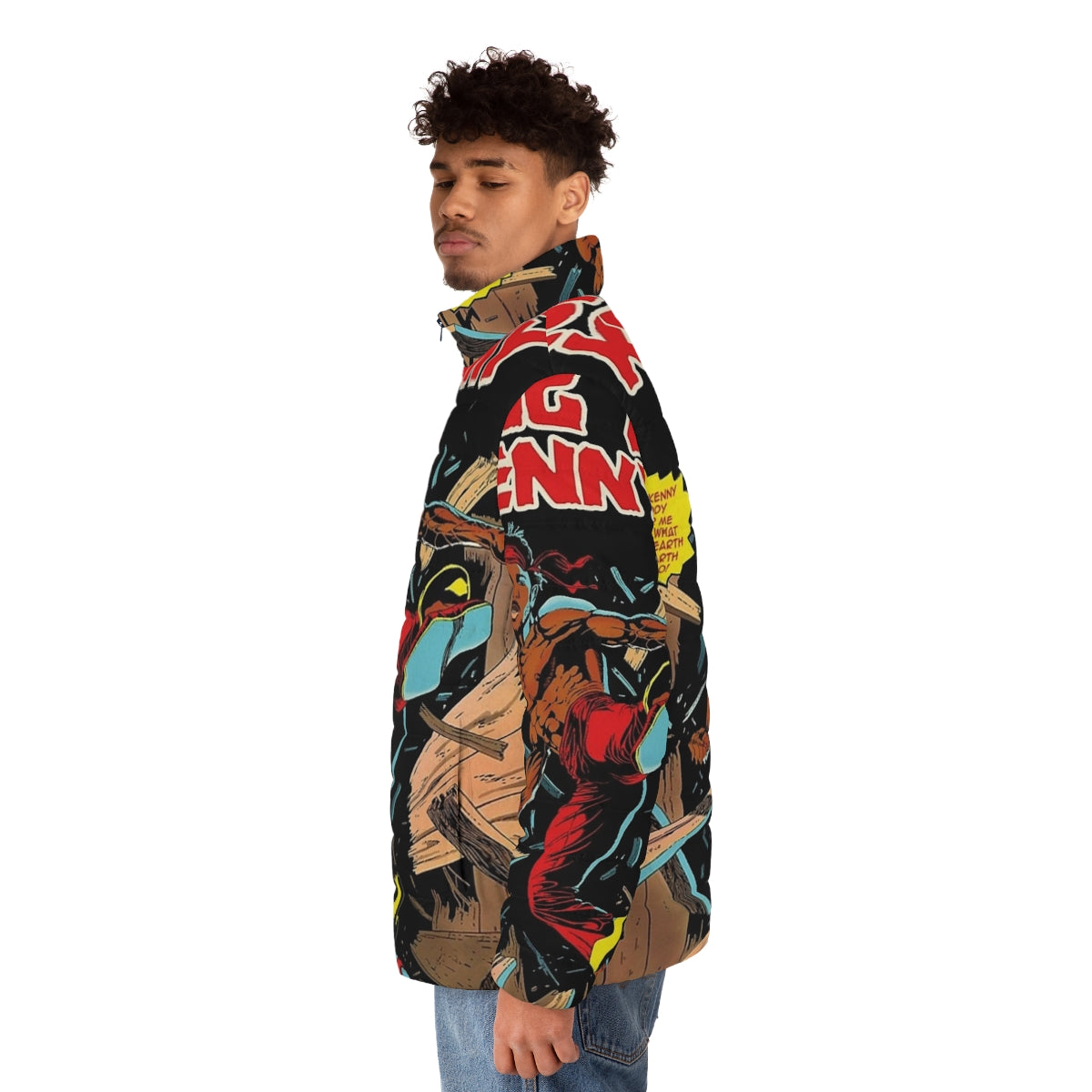 Kendrick Lamar "Kung Fu Kenny" puffer jacket with album artwork graphics - men side left