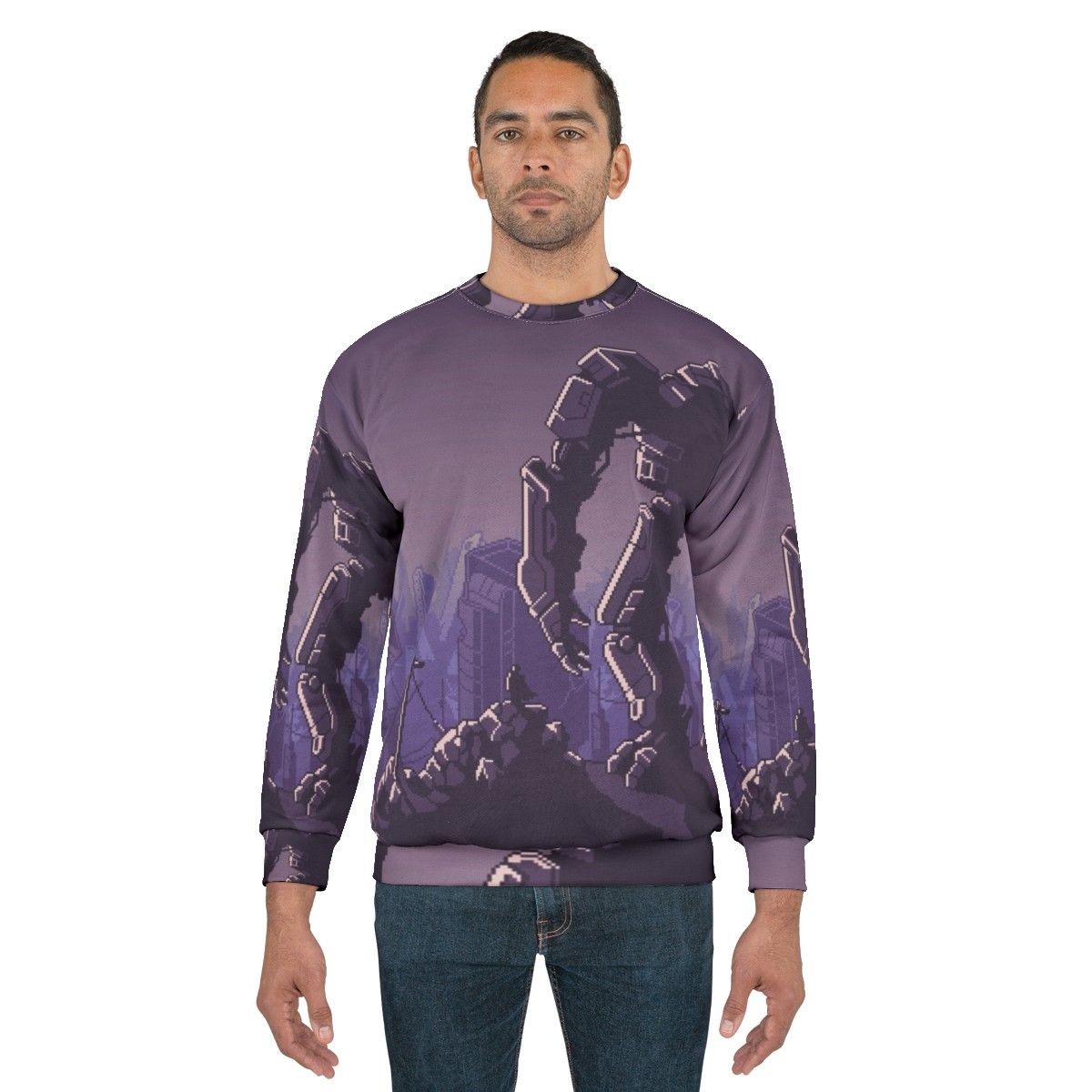 Into the Breach Mecha Sweatshirt with Sci-Fi Gaming Design - men