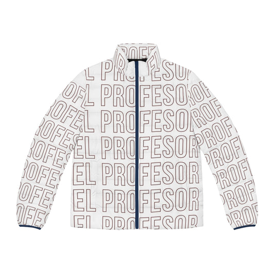 Money Heist Inspired Puffer Jacket with El Profesor Lettering