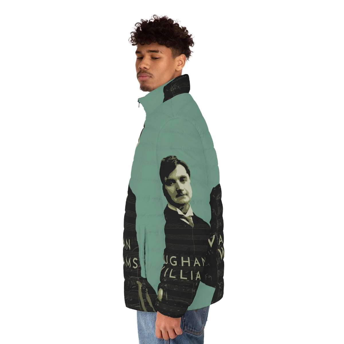 Ralph Vaughan Williams Puffer Jacket featuring the iconic British composer's name and design - men side left