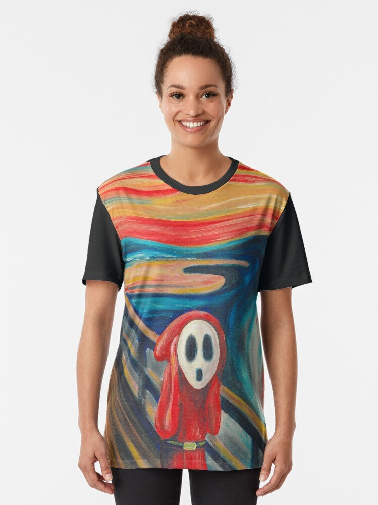 Edvard Munch's famous "The Scream" painting printed on a graphic t-shirt - Women