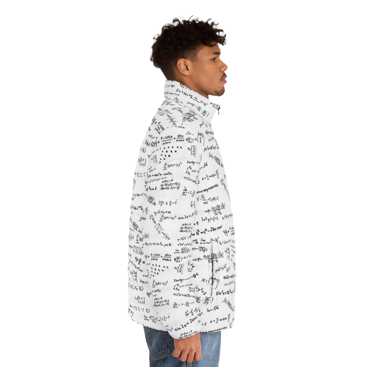 Math Formula and Numbers Puffer Jacket - men side right