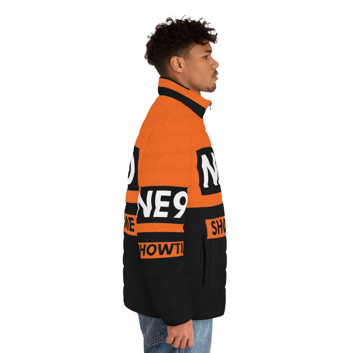 Nitzer Ebb Showtime Puffer Jacket featuring electronic and industrial music inspired design - men side right