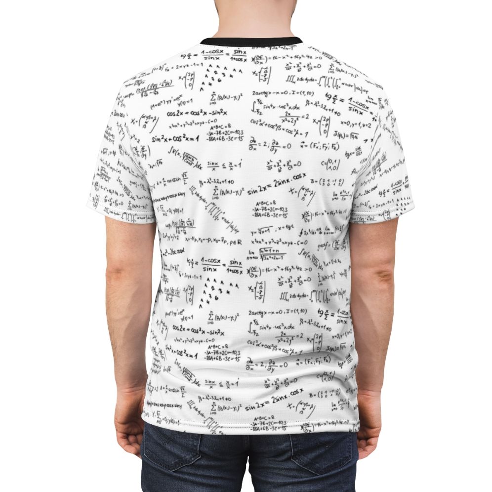 Vibrant T-shirt with mathematical formulas and numbers design - men back