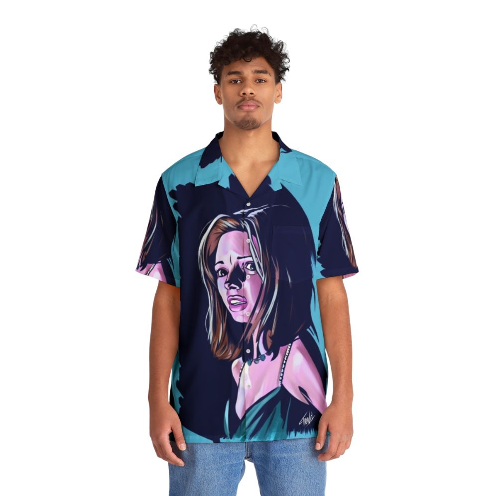 Helen Shivers Hawaiian shirt with horror and slasher design - People Front