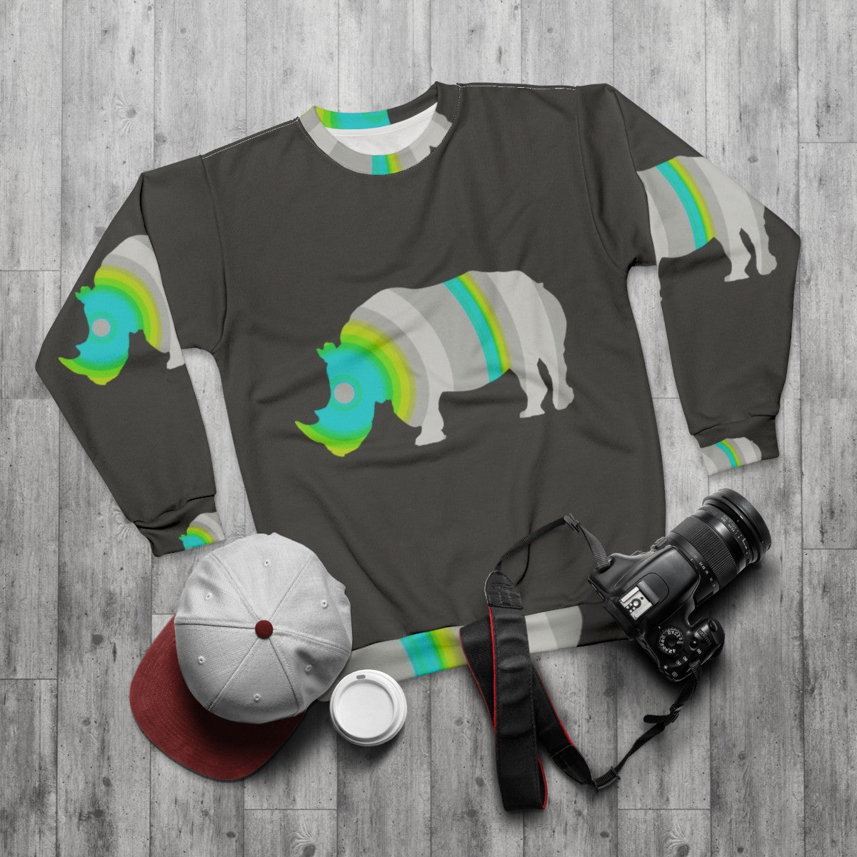 Rhino Legendary Animals Sweatshirt - flat lay