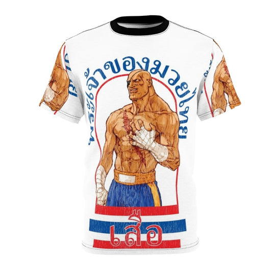 Muay Thai-inspired t-shirt featuring Sagat, the iconic Street Fighter character