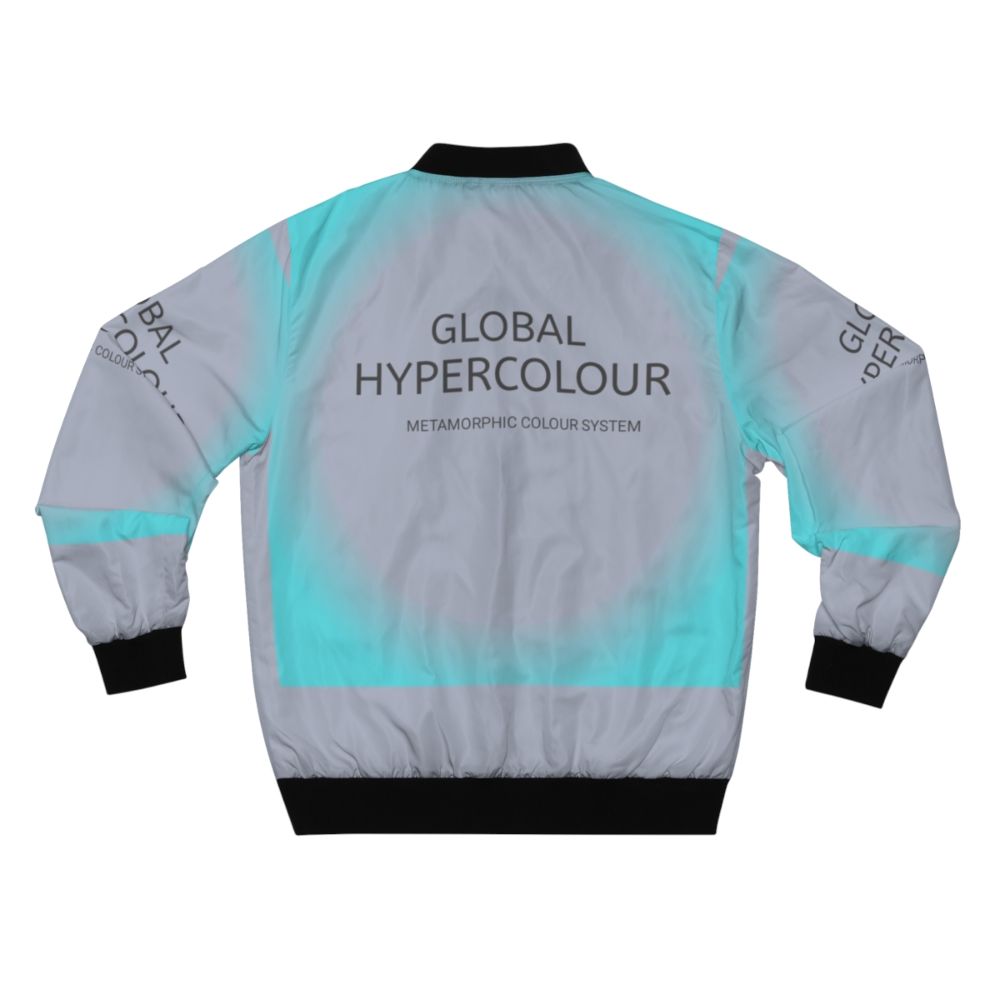 A colorful and vibrant bomber jacket with a global hypercolor design. - Back