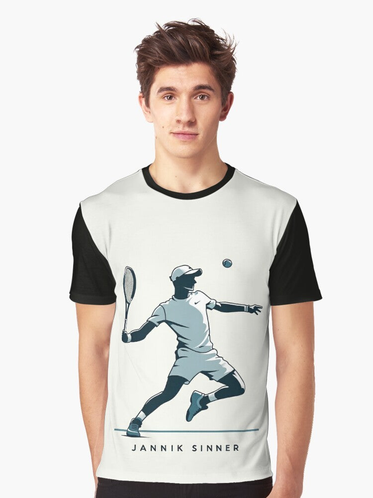 Jannik Sinner Tennis Graphic T-Shirt featuring the Italian tennis player and ATP star - Men