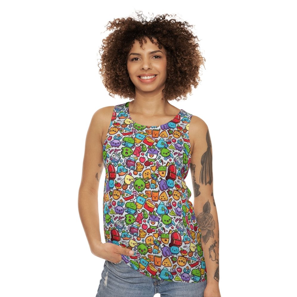 Hobbies Unisex Cartoon Tank Top with Abstract Pattern - women