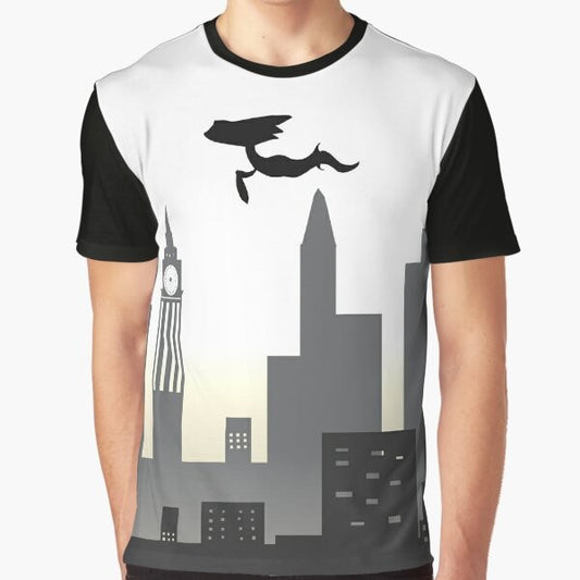 Urban Smog Graphic T-Shirt with Dark City Skyline and Smoke Effects