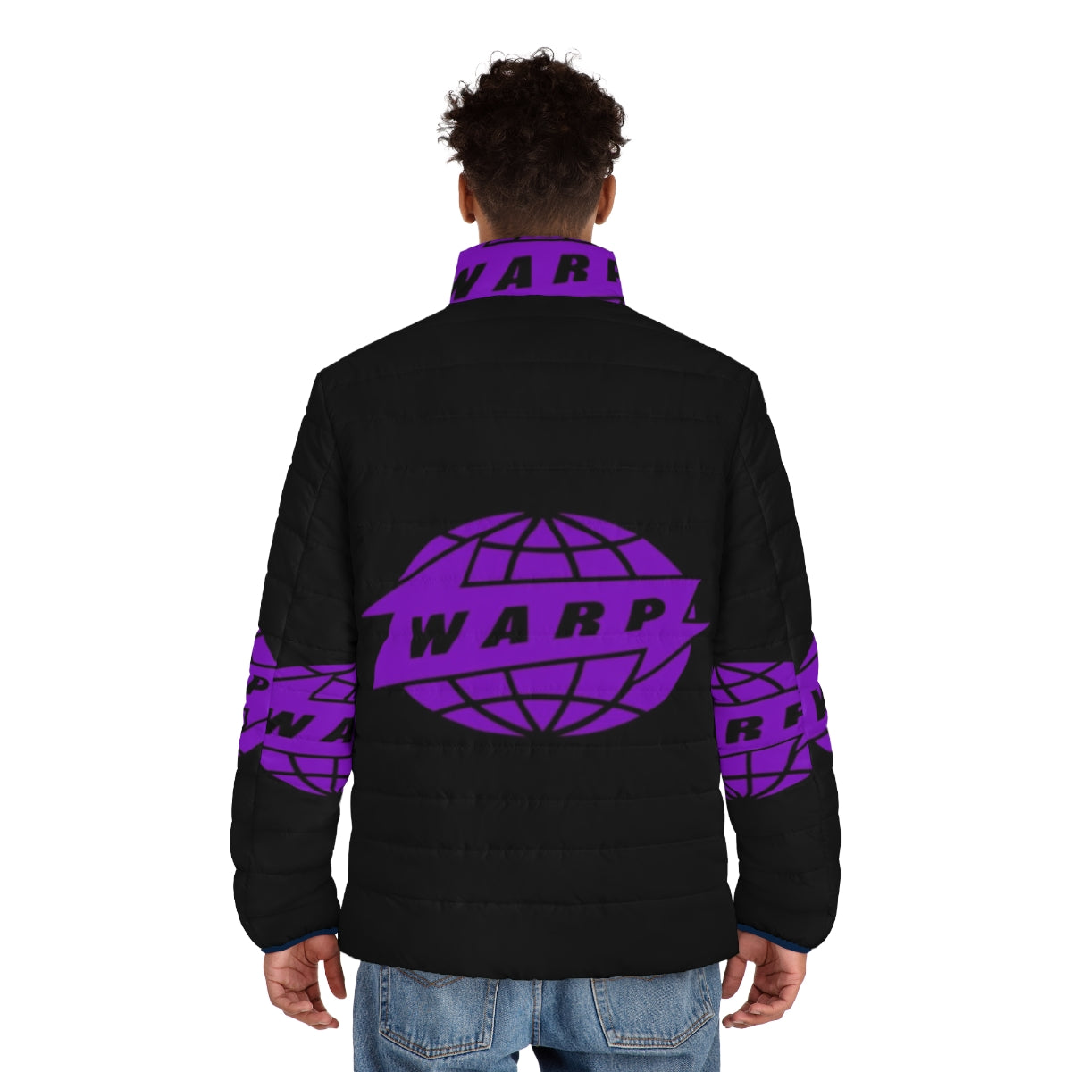 Warp Classic Puffer Jacket, perfect for electronic music and rave enthusiasts - men back