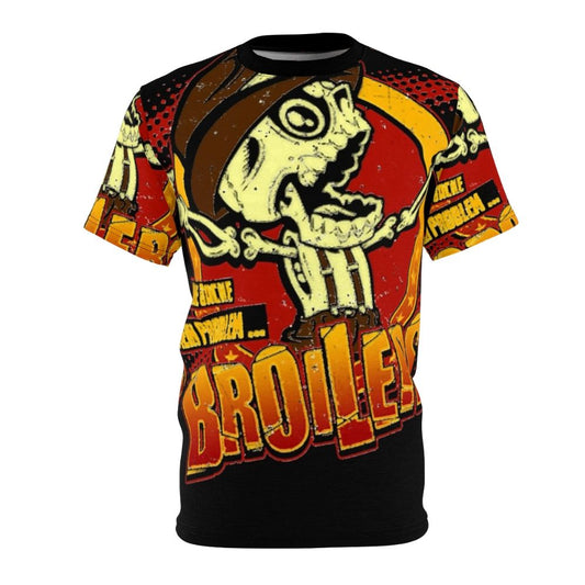 Broiler chicken printed t-shirt with a detailed all-over-print design