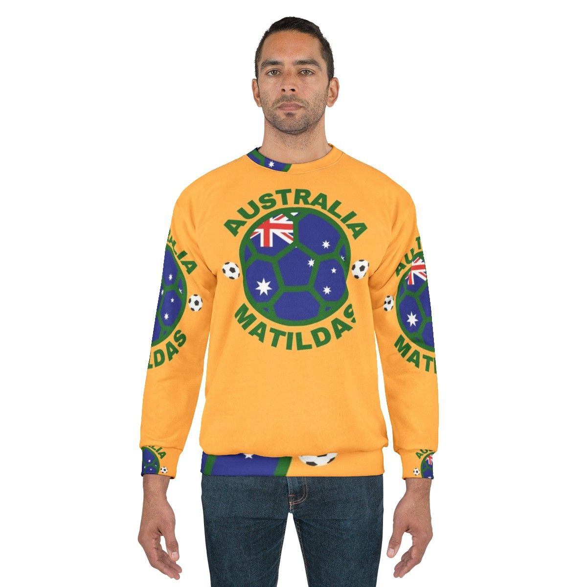 Matildas Australia Women's Soccer Team Kangaroo Green and Yellow Sweatshirt - men