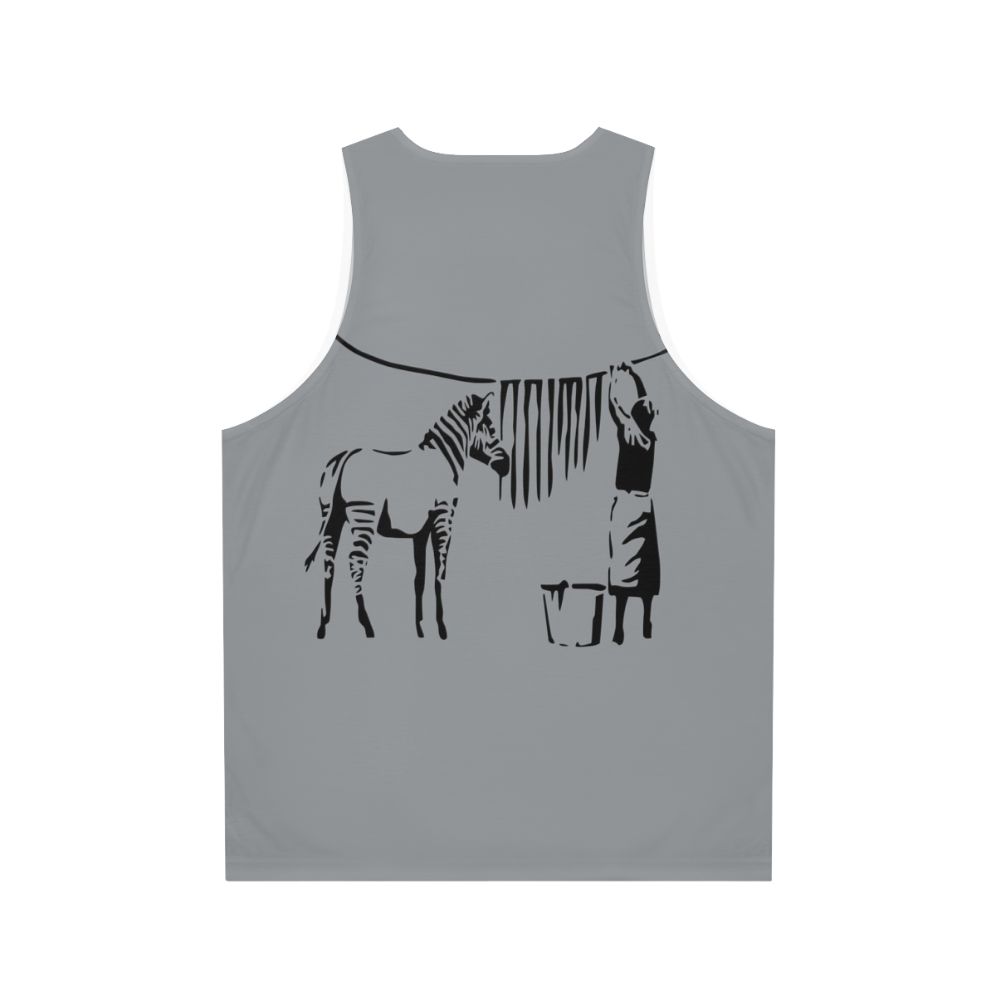 Banksy Zebra Print Unisex Tank Top - Back