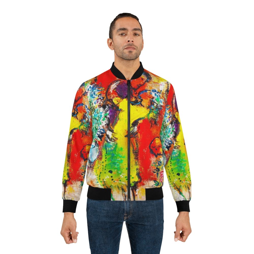 Colorful bomber jacket featuring Marc Chagall's iconic art - Lifestyle