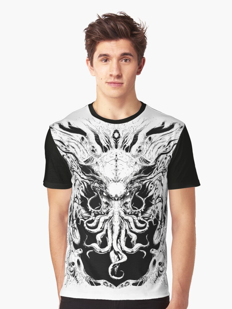 Cthulhu Rising Graphic Design on a T-Shirt - Men