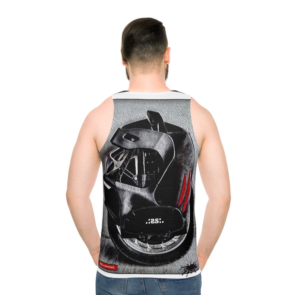 Unisex portrait design tank top - men back