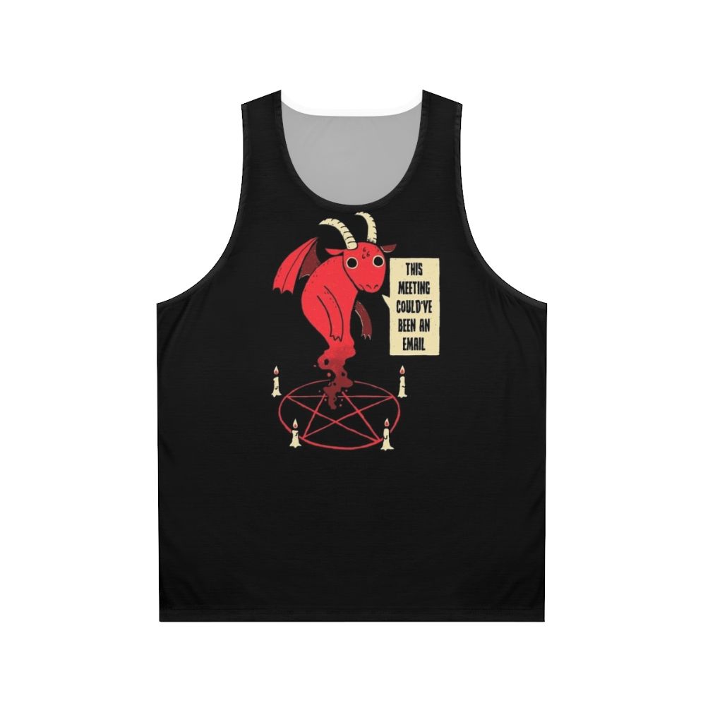 Unisex tank top with vintage devil quote design