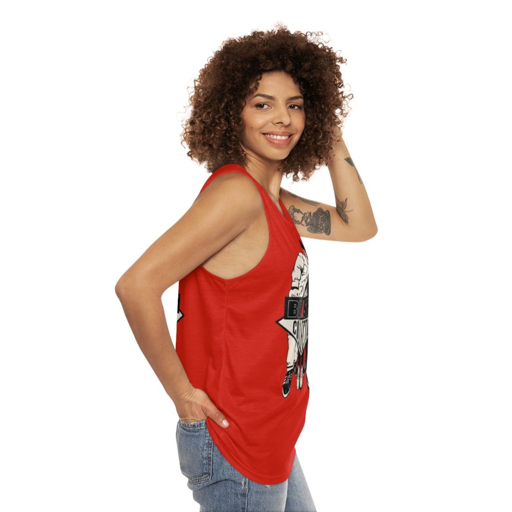 Unisex red rock music tank top - women side