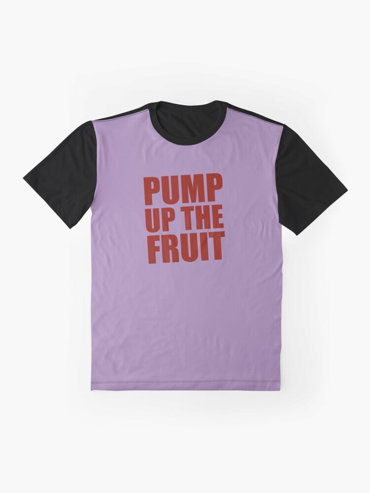 iCarly Penny Graphic T-Shirt with "Pump Up The Fruit" Design - Flat lay