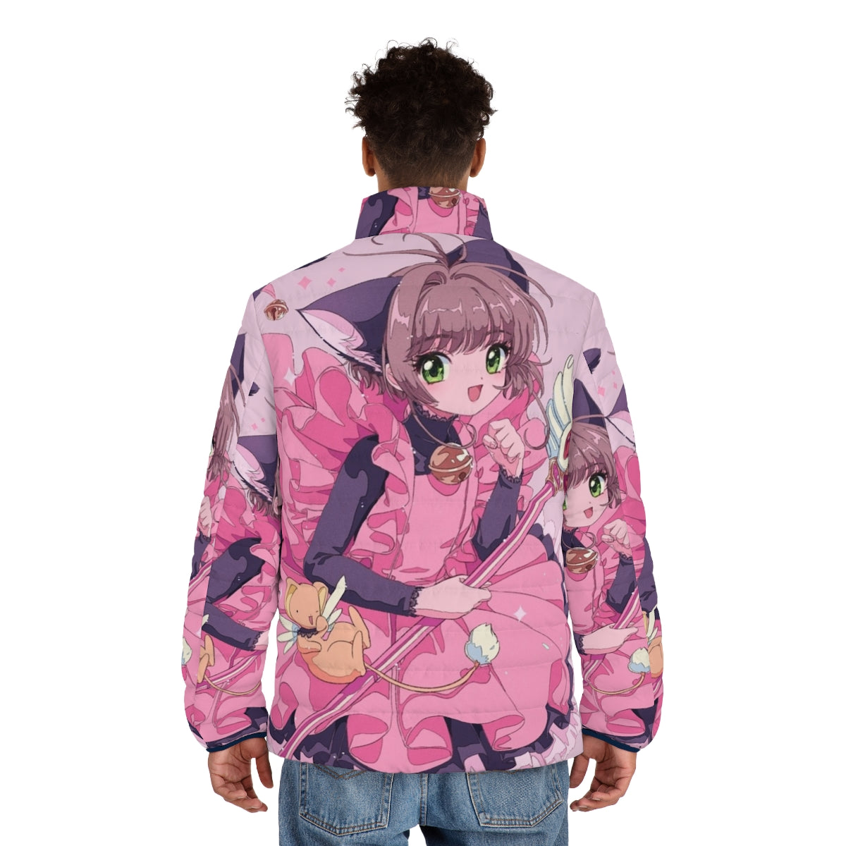 Cardcaptor Sakura Kawaii Cat Puffer Jacket with Anime-Inspired Design - men back