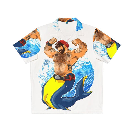 Colorful scuba diving themed hawaiian shirt for men