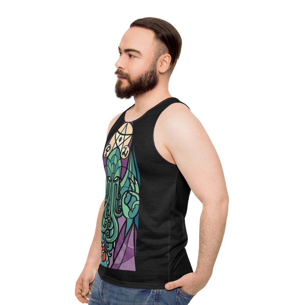 Lovecraftian Cthulhu unisex tank top with gothic fantasy horror design - men side