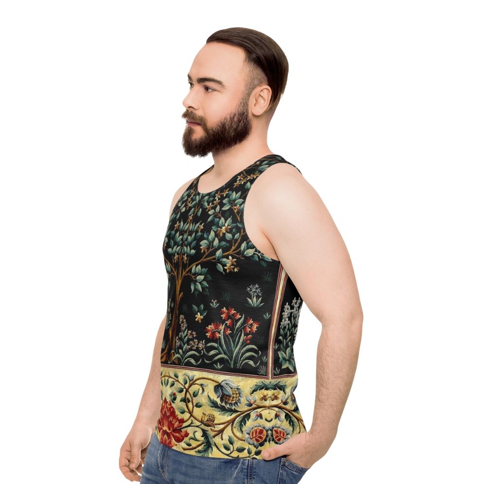 Midnight floral tapestry unisex tank top - men side