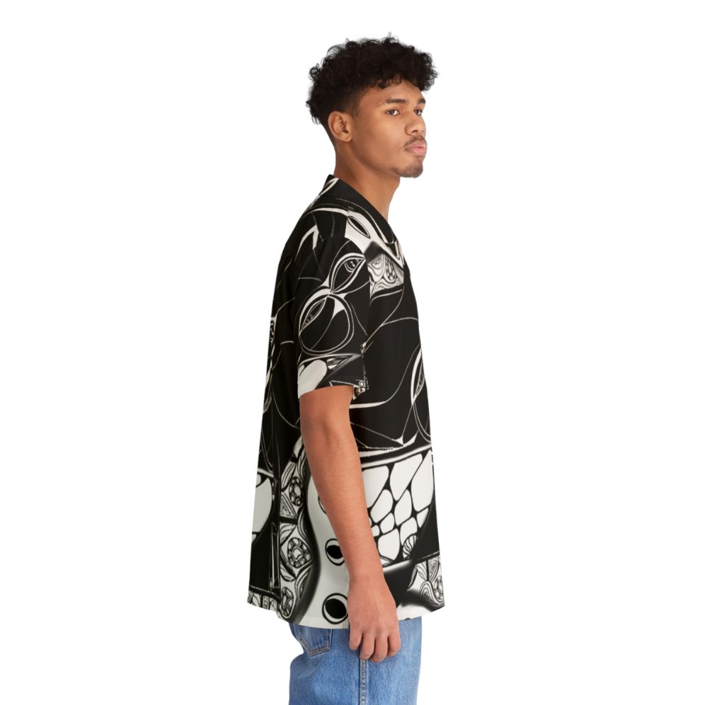 Hidden music Hawaiian shirt with monochrome musical notes and zen-inspired artwork - People Pight