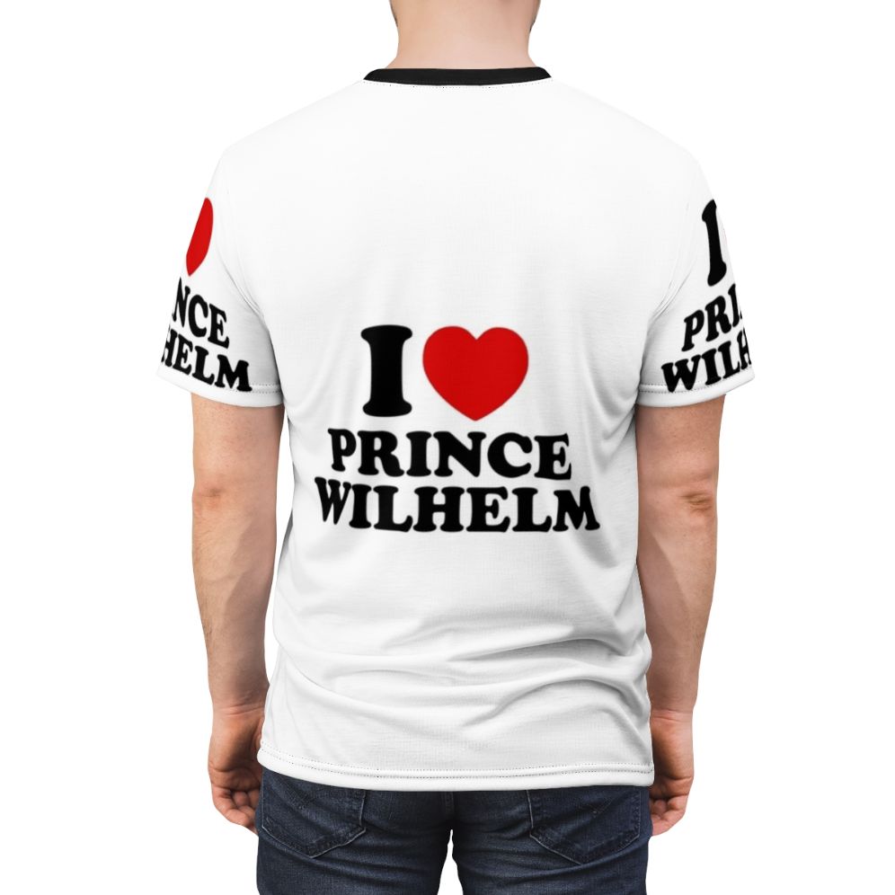 T-shirt design featuring Prince Wilhelm from the Netflix series Young Royals - men back