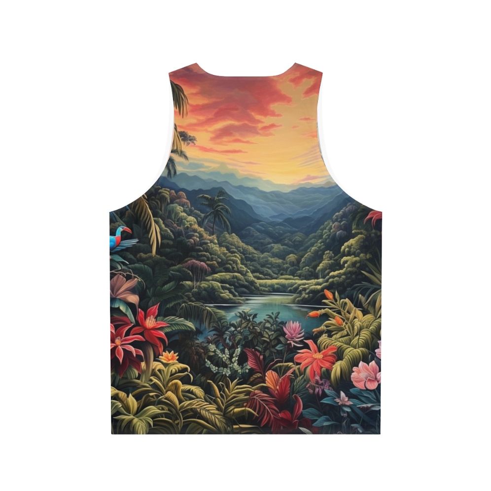 Tropical landscape nature inspired unisex tank top - Back