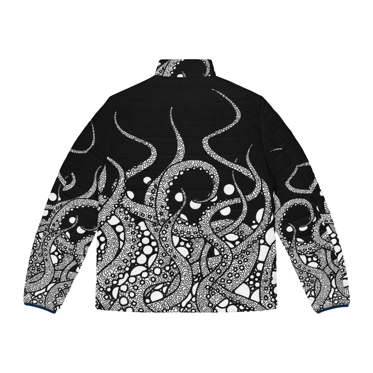 Tentacles Puffer Jacket with minimalist octopus line art design - Back