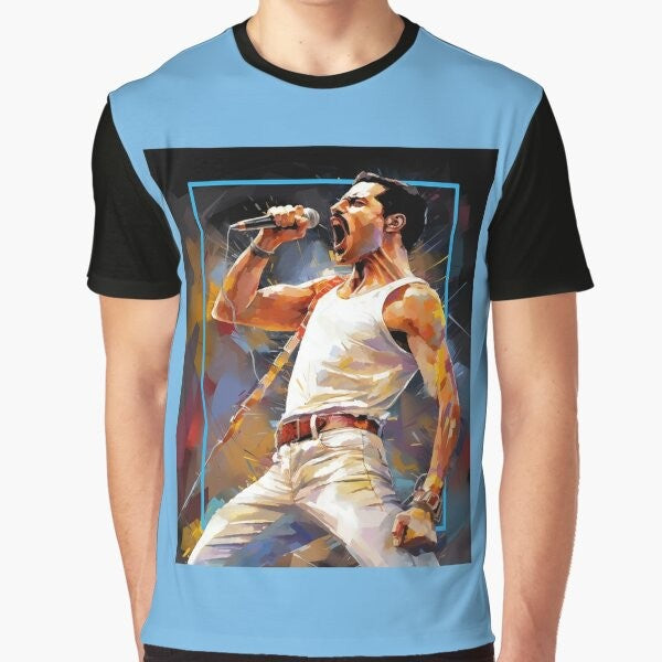 Freddie Mercury Queen graphic t-shirt with the text "Mercury Rising"