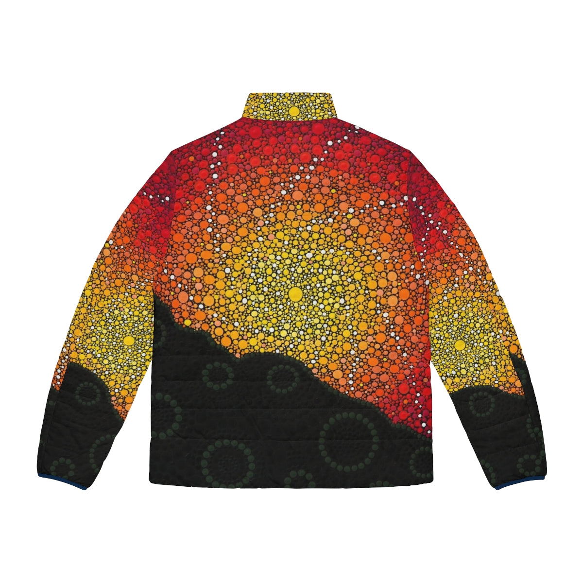 Early Warning Aboriginal Puffer Jacket with Indigenous Australian Art Designs - Back