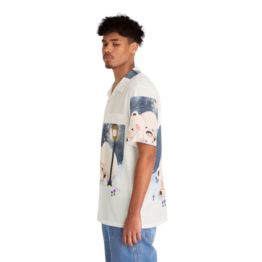 BTS Taehyung Winter Bear Hawaiian Shirt with Chibi Art - People Left