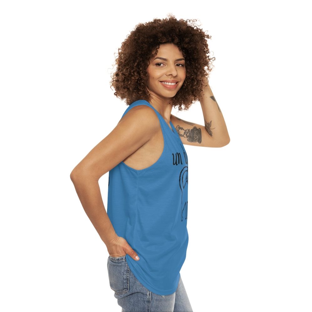 Unisex cat tank top with French text - women side