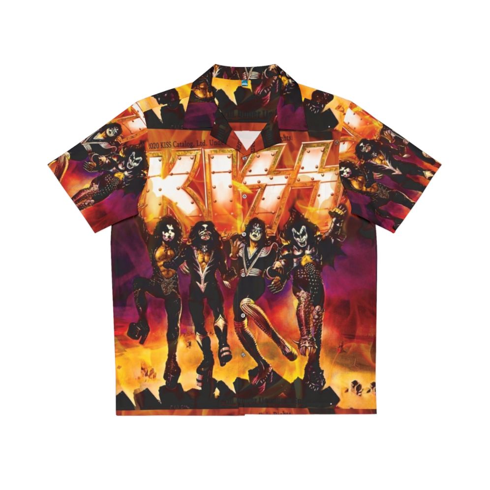 Kiss The Band Hawaiian Shirt featuring KISS band merchandise and fan art