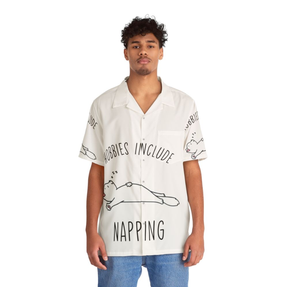 Relaxing Hawaiian shirt with napping theme - People Front