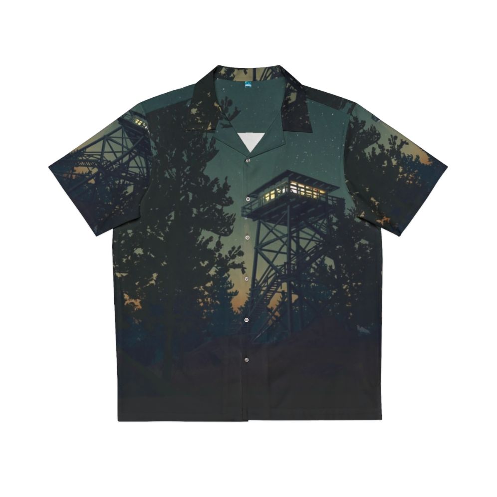 Firewatch 4K Graphic Hawaiian Shirt with Minimalist Nighttime Landscape Design