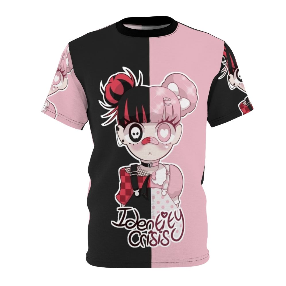 Stylish t-shirt featuring an eye-catching anime-inspired graphic design, perfect for fans of alternative fashion and dark academia aesthetics.