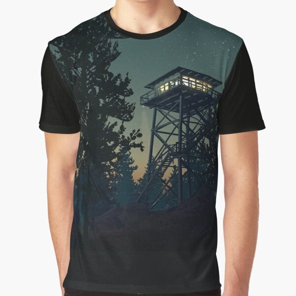 Firewatch-inspired landscape graphic design t-shirt in 4K resolution